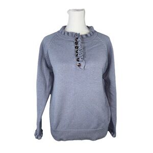 "BTFBM" Women's Ruffled Sweater-Blue-Small